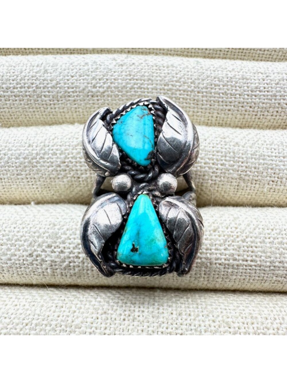 Vintage Native American Hallmarked RA Turquoise Sterling Silver Ring Size 9.5 - Picture 10 of 12